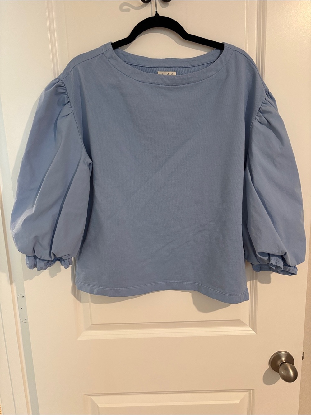 Wonderly Light Blue Balloon-Sleeve Sweatshirt